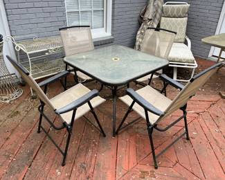 #39	Square Aluminum Glass Table w/4 folding chairs - 36x27	 $75.00 
