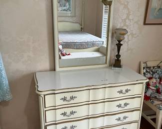 #66	Dixie French Provencial 4 drawer w/mirror - 42x19x32  Mirror  - 25x37	 $125.00 

