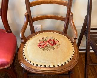 #7	needle point seat side chair with nail head seat 	 $120.00 
