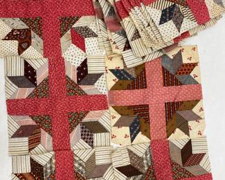 Antique hand-sewn Washington Sidewalk quilt squares