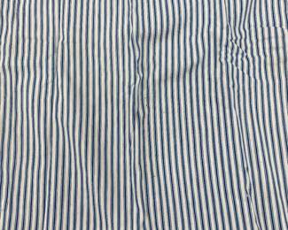 Large double-sided vintage blue & white ticking mattress fabric