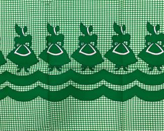 Vintage green gingham printed with sunbonnet sues