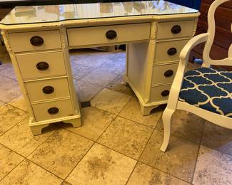 9-drawer white shabby chic dresser with glass top