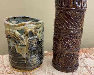 Coil-constructed ceramic vases
