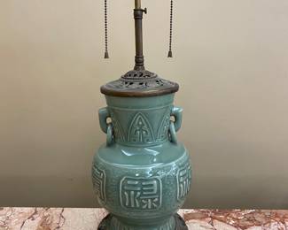Green ceramic Asian style lamp