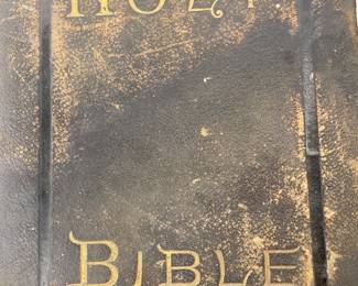 Antique leather bound Bible with illustrations, 1878