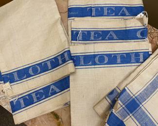 Antique linen kitchen towels with original store tags