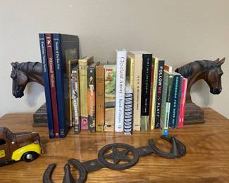 Horse bookends, books 