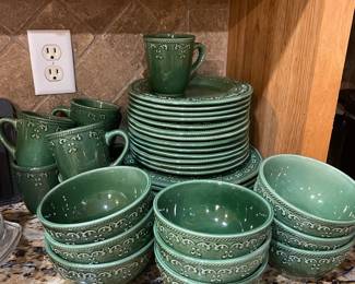 Green set of dishes 