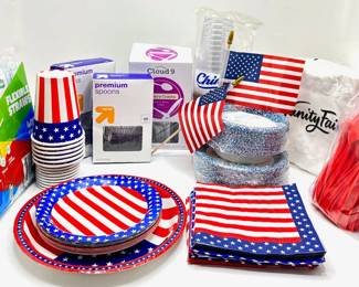Party Supplies: Plastic Cutlery, Plates, Cups, Straws, Napkins: Some Forth Of July Theme
Lot #: 175