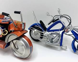 2 Miniature Hand Made Motorcycles Made From Sunkist Soda Can & Wire, Purchased From LA Art Gallery
Lot #: 125