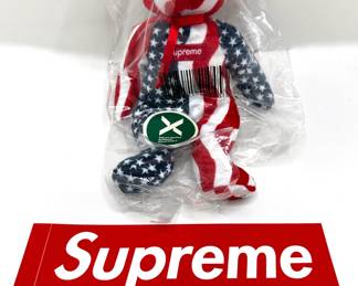 New Supreme Ty Beanie Baby Flag Bear, Supreme Key Chain & Supreme Sticker, Rare
Lot #: 36