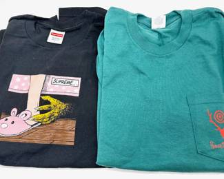 2 Supreme T-Shirts: Short Sleeve Monster Under The Bed, Size Large & Long Sleeve South 2 West 8, Size Medium
Lot #: 129
