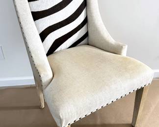 Custom Upholstered Zebra Print Chair With Pony Hair & Nail Heads, Made To Match Lot 1, Purchased For $2,000
Lot #: 2