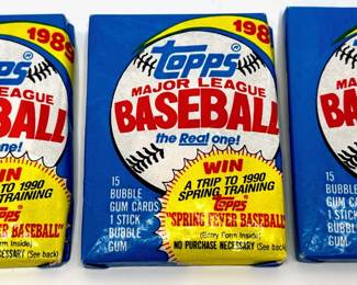3 Unopened 1989 Topps Major League Baseball Card Packs, 15 Cards In Each
Lot #: 40