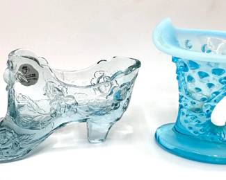 Vintage Fenton Glass Shoe & Vintage Fenton Hobnail Glass Boot Candy Dishes
Lot #: 77
