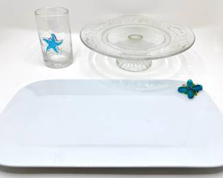 Seeded Glass Cup From From Breakers Hotel Palm Beach, Crate & Barrel Kahla Tray & Cake Stand
Lot #: 78