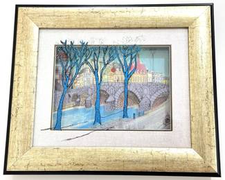 Jean Pierre Weill Multi-layered #D Painting On Glass Of Paris Street Scene In Gold Frame
Lot #: 58