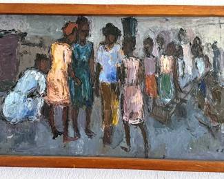 Haitian paintings c. 1970s, including works from R. Dorleans, Prefete Duffaut (2), Felix Edugone, Calixte Henri, Yves Lafontant, L. Lazard (3 small)