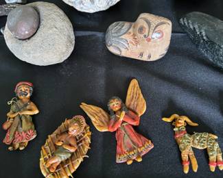Vintage Ecuadorian bread dolls/ornaments + Latin American ceramics