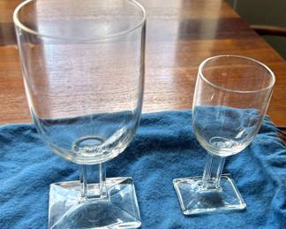 Vintage 1930s art deco Heisey glassware, 6 water/wine and 6 cordial glasses
