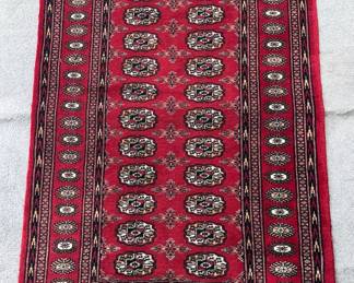 Silk Bokhara rug, approx 3' x 5'