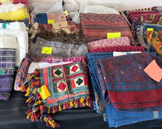 Assortment of textiles/fabrics from India, Guatemala, Indonesia + more