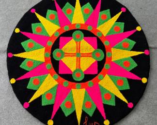 Luis Montiel (Venezuela) tapestry rug, 41" diameter