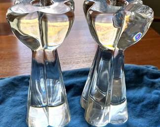 Baccarat crystal clover candlestick holders