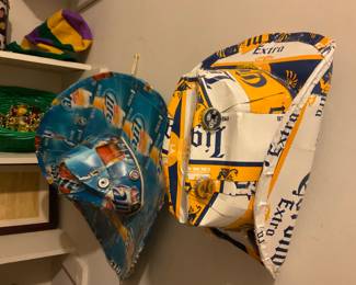 Hats made of the beer boxes