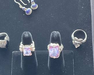 Sterling silver with colored gemstones