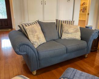 Blue & White Stripe Loveseat 