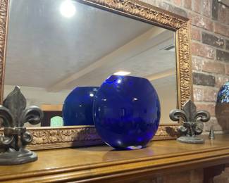 Vintage early 20th century art deco HEISEY glass cobalt blue