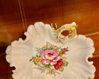Rare Find Vintage Japan 8” Pink Rose Floral Dish