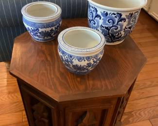 Hexagon side table with storage