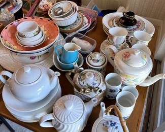 Tea sets and assorted serving ware