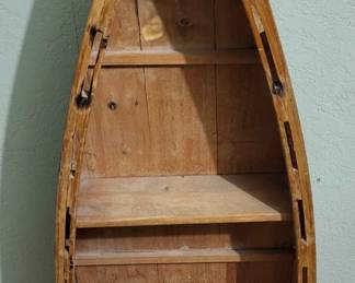 Vintage Wood Canoe Shaped Shelf
