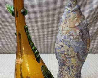 Vintage Nello Gori Blown Glass Fish Bottle Plus