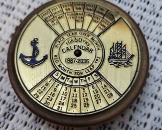 Vintage Nautical Solid Brass 50yr Calendar