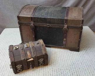 Vintage Wood Pirate Treasure Chest Jewelry Box Plus