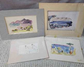 Vintage Water Color Paintings By Chula Kolath