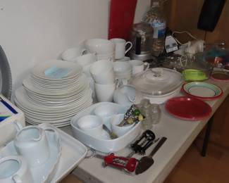 Everyday Gorham dishes. Corningware and Pyrex.