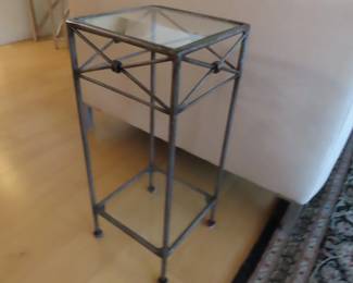 Glass and metal plant stand.