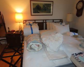 King and queen size bed linens.