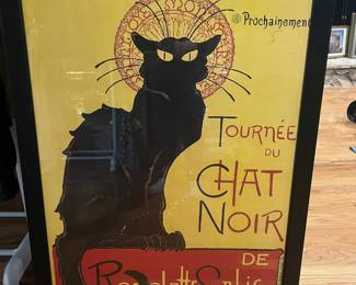 Extremely popular French Cat Art Deco Poster! Large about 40” x 28” Used , a few sm roughed out spots, not bad at all!  $50