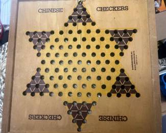    Very cool vintage Chinese Checkers Board. Has some damage so only good for vintage decoration Fun face: some in. Better condition with box and marbles sell for $1000s! $25 here for damaged can’t play but cool to hang up in game room!