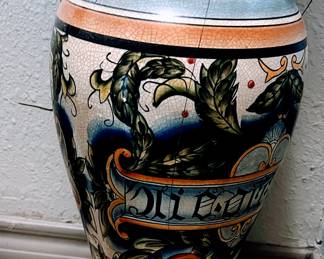 1980s Fabulous Greek Design Heavy Ceramic Vase, 24” tall ; eBay $125, here $100, no shipping r tax