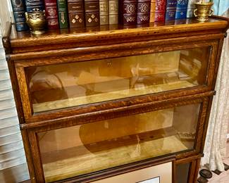 PAIR OF OAK BARRISTER BOOKCASES.  