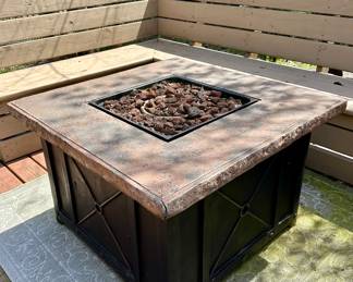 40" Square Propane Fire Pit with Durastone Top.