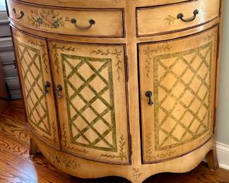 Beautiful Demi-Lune Bar/Foyer Laquered Cabinet with great storage.  